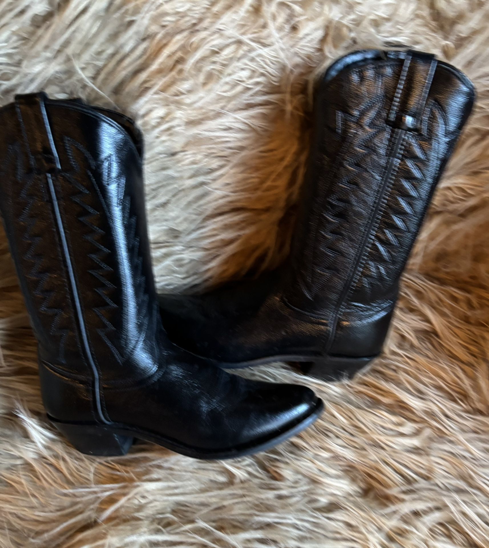 Vintage New Smooth 100% Leather Cowboy Boots by Sheplers size 8