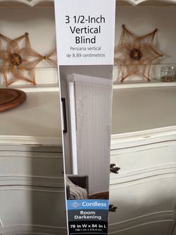 New 78” x 84” White Cordless Vertical Blinds – Room Darkening