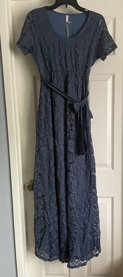 PinkBlush Blue Lace Maxi Dress
