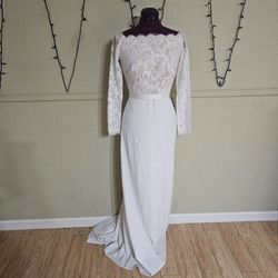 Tadashi Shoji Lace Crepe Wedding Bridal Gown Dress Formal MSRP $823 / **FLAWS (SEE PICS)