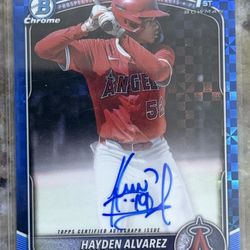 Hayden Alvarez 2025 Bowman Chrome 1st Blue Xfractor /150 Auto