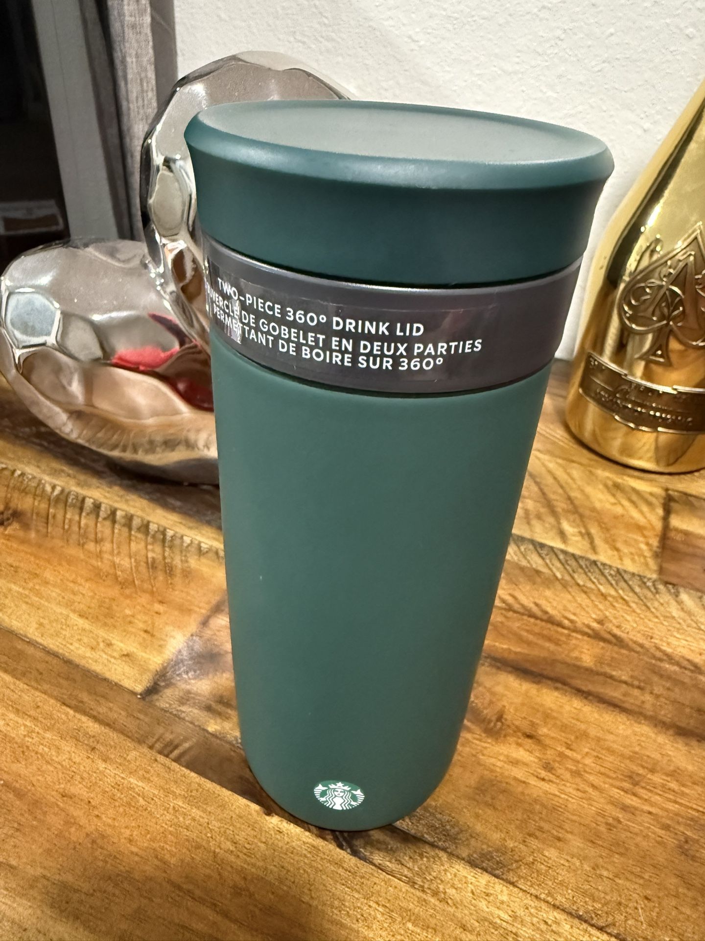 Starbucks Ceramic Tumbler 12 oz Green Two Piece 360° Drink Lid Rare Brand New