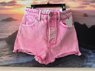 Zara/ Women Pink Denim Frayed Hem Shorts / 36/ New