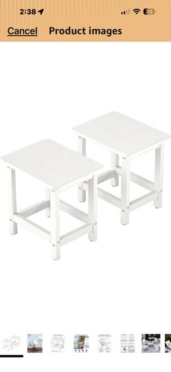 Set of 2 HDPE Outdoor Side Table, Weatherproof Small Outdoor Table for Adirondack, 16.6-Inch Patio Square End Tables for Garden, Backyard, Porch, Deck
