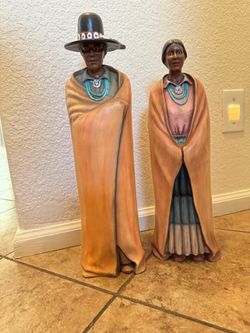 Southwestern Navajo Couple Ceramic Statues