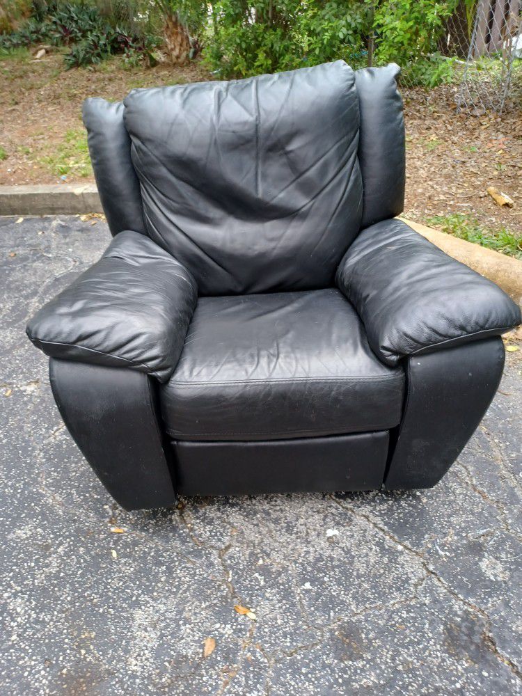 Black Faux Leather Chair [ Rocks But Doesn't Recline)