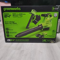 Leaf Blower And Vac Greenworks W Batteries And Charger 