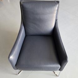 Dark Blue Leather Chair, Natuzzi Editions Regina Chair (CT15), Like New Condition, Price REDUCTION 
