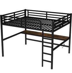 Twin loft bed WITH shelves & charging station