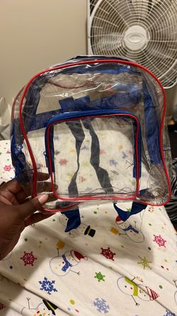 Clear Mini Backpack with Blue and Red Trim