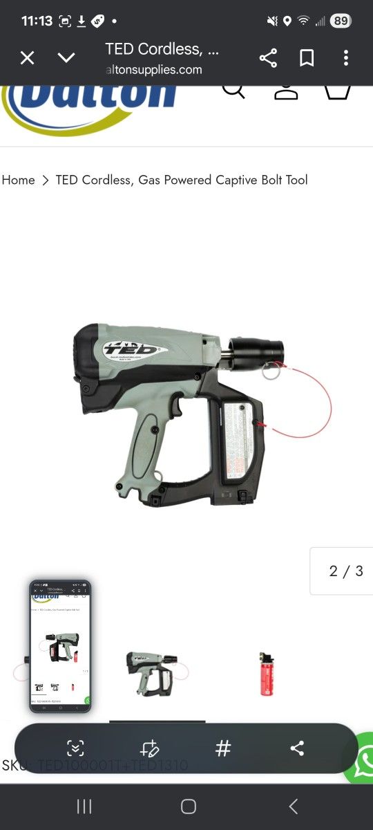 TED Cordless, Gas Powered Captive Bolt Tool