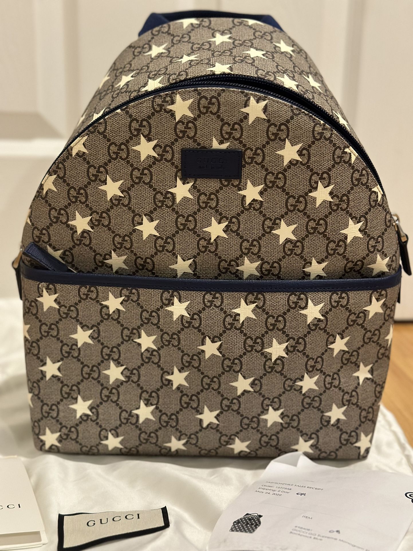 Supreme Monogram Stars Gucci Childrens Backpack Blue