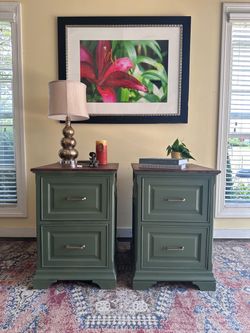 Refinished Wood Nightstands – Matching Pair