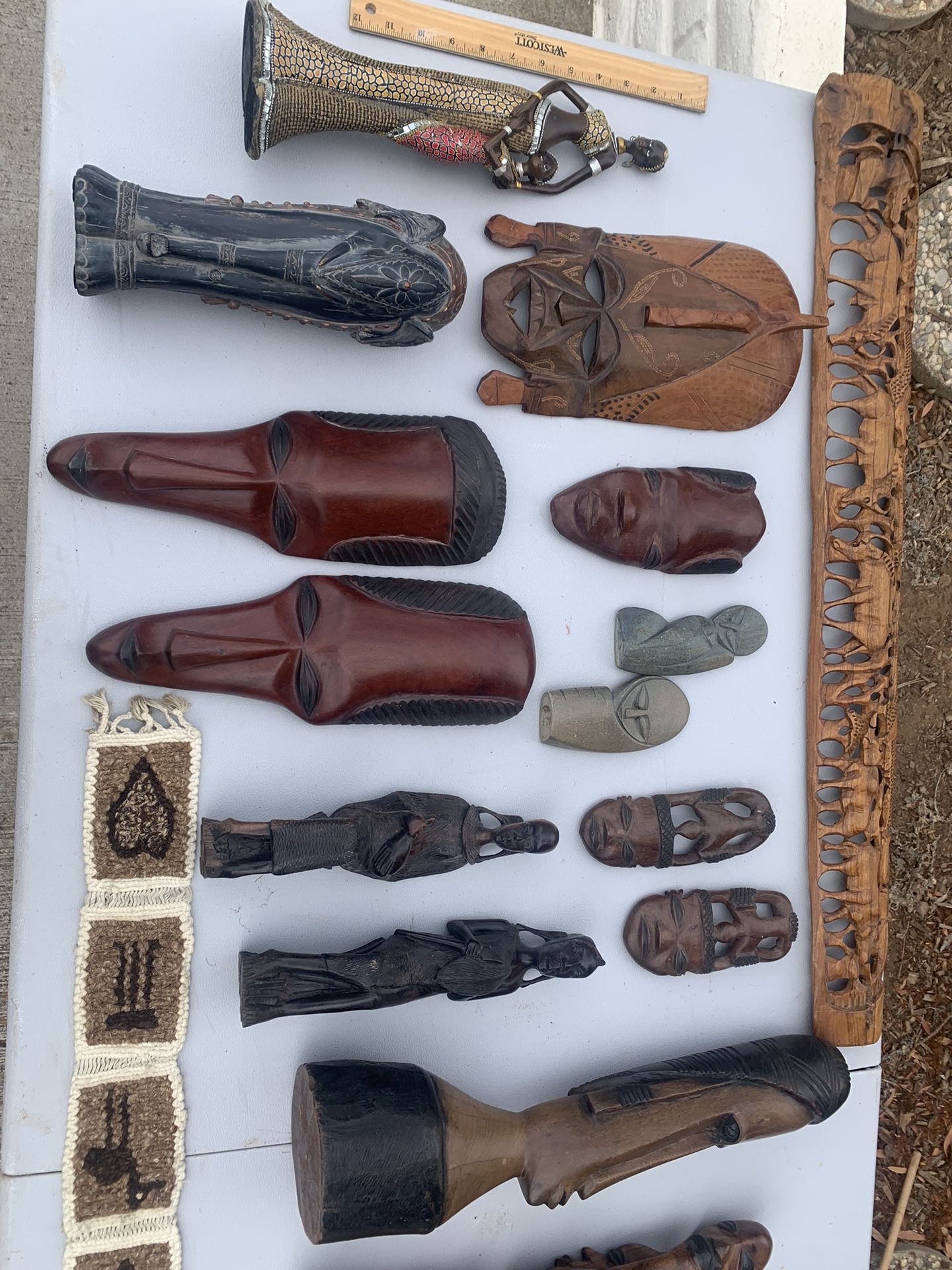 Collection of masks and sculptures