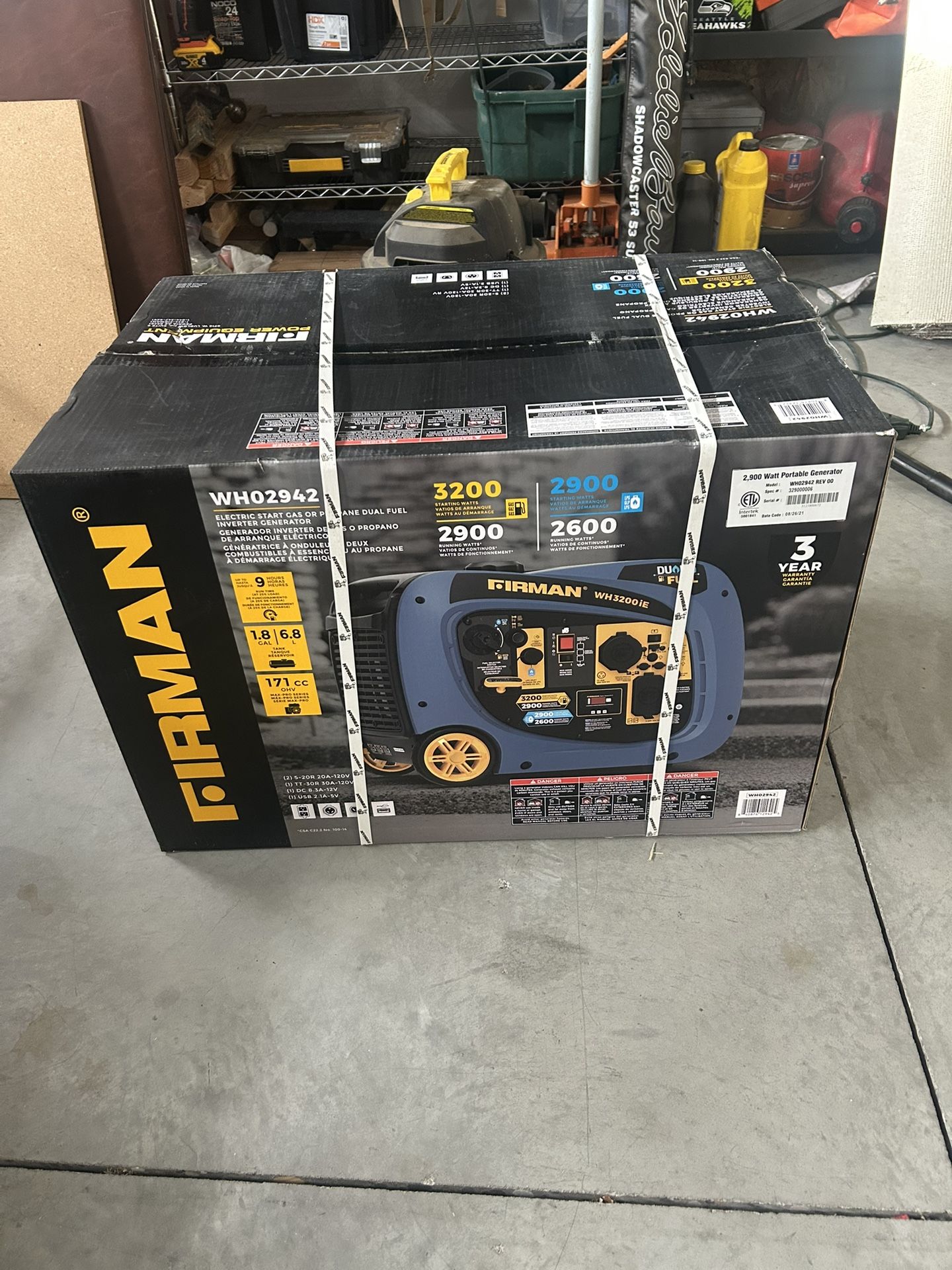 Firman WH02942 - Whisper Series 2900 Watt Dual-Fuel Electric Start Inverter Generator w/ RV Outlet With A Cover