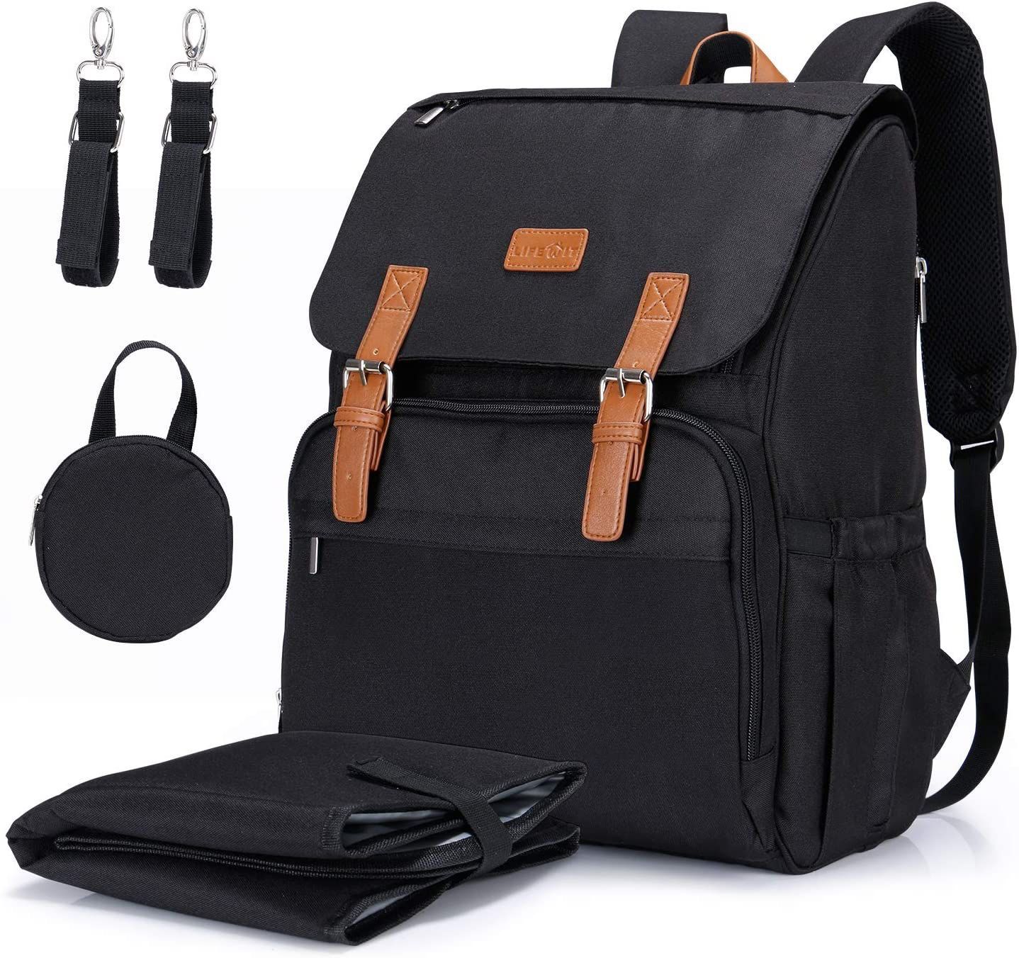 Diaper backpack with Changing Bag & Insulated Pockets, Side Tissue Pocket