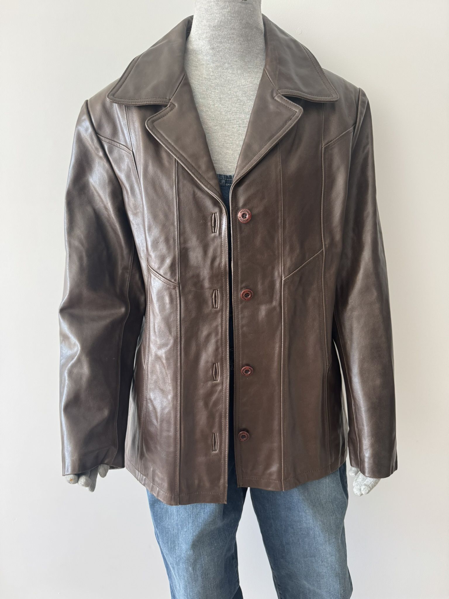 VINTAGE 1980s Wilson’s Leather Patchwork Jacket Sz L