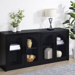 Riva 4-door Dining Sideboard Buffet Storage Credenza Black