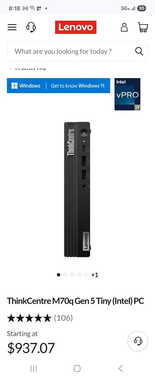 Lenovo Computer [Tiny Computer Full Of Power]
