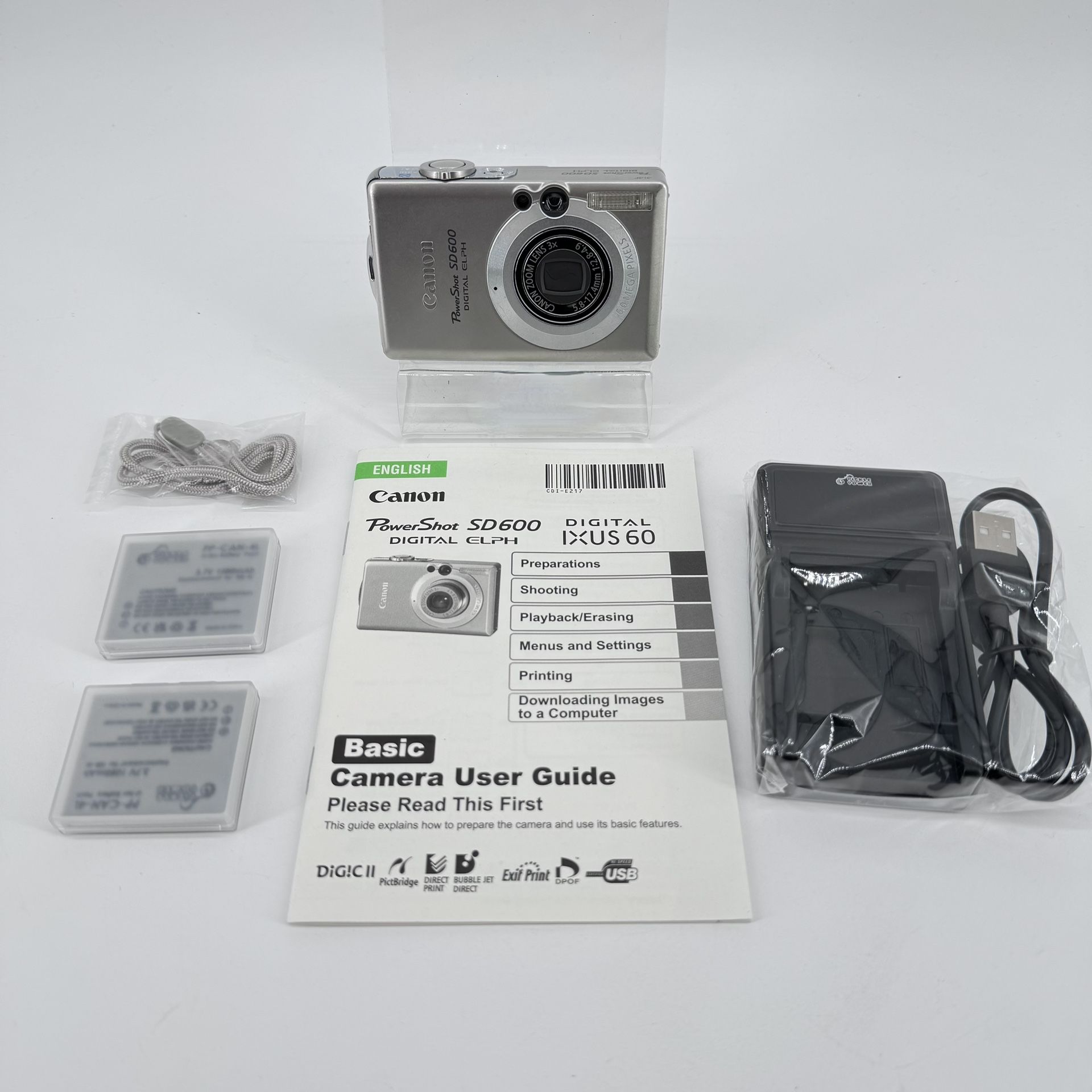 Canon PowerShot SD600 Digital ELPH Camera with NEW Batteries and Charger!