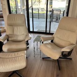 Stressless Brand swivel chairs and ottoman - New Reduced Price