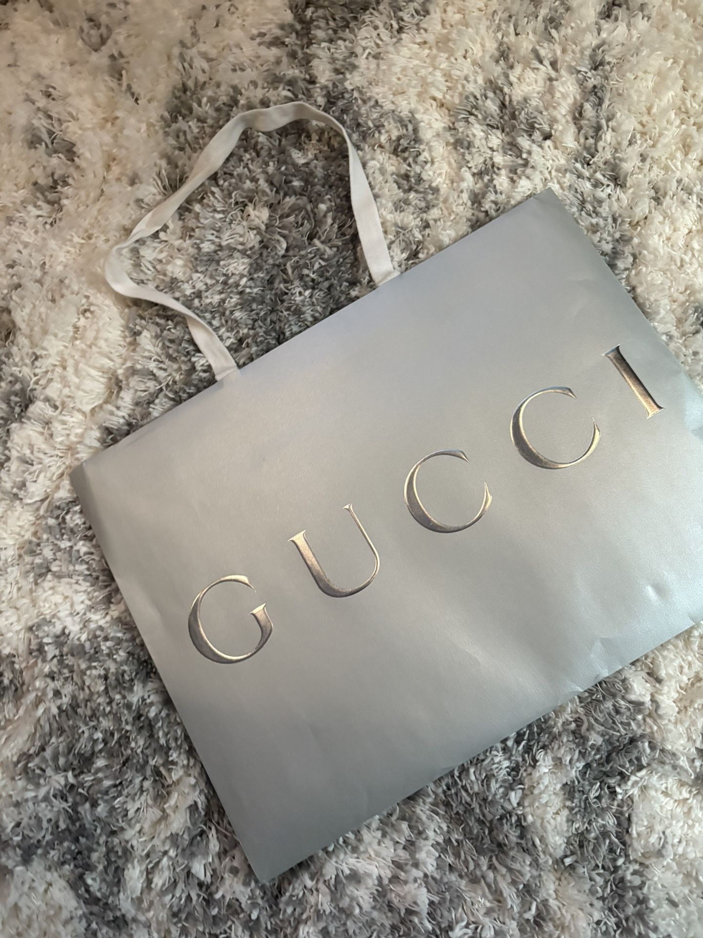 Large Authentic Gucci Silver Shopping Bag - Iconic Packaging
