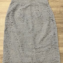 Lined Lace Blue Skirt, Midi Length (Size S)