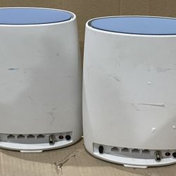 Two NETGEAR Orbi CBR40 WiFi Cable Modem Routers Without Power Adapter