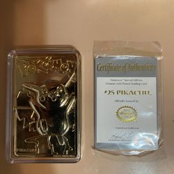 Pokemon Gold Plated Special Edition Trading Card w PokeBall, COA  and Box