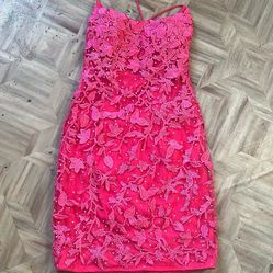 Hot Pink Lace Dress 