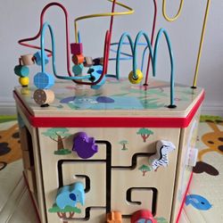 Wooden activity cube, educational toy