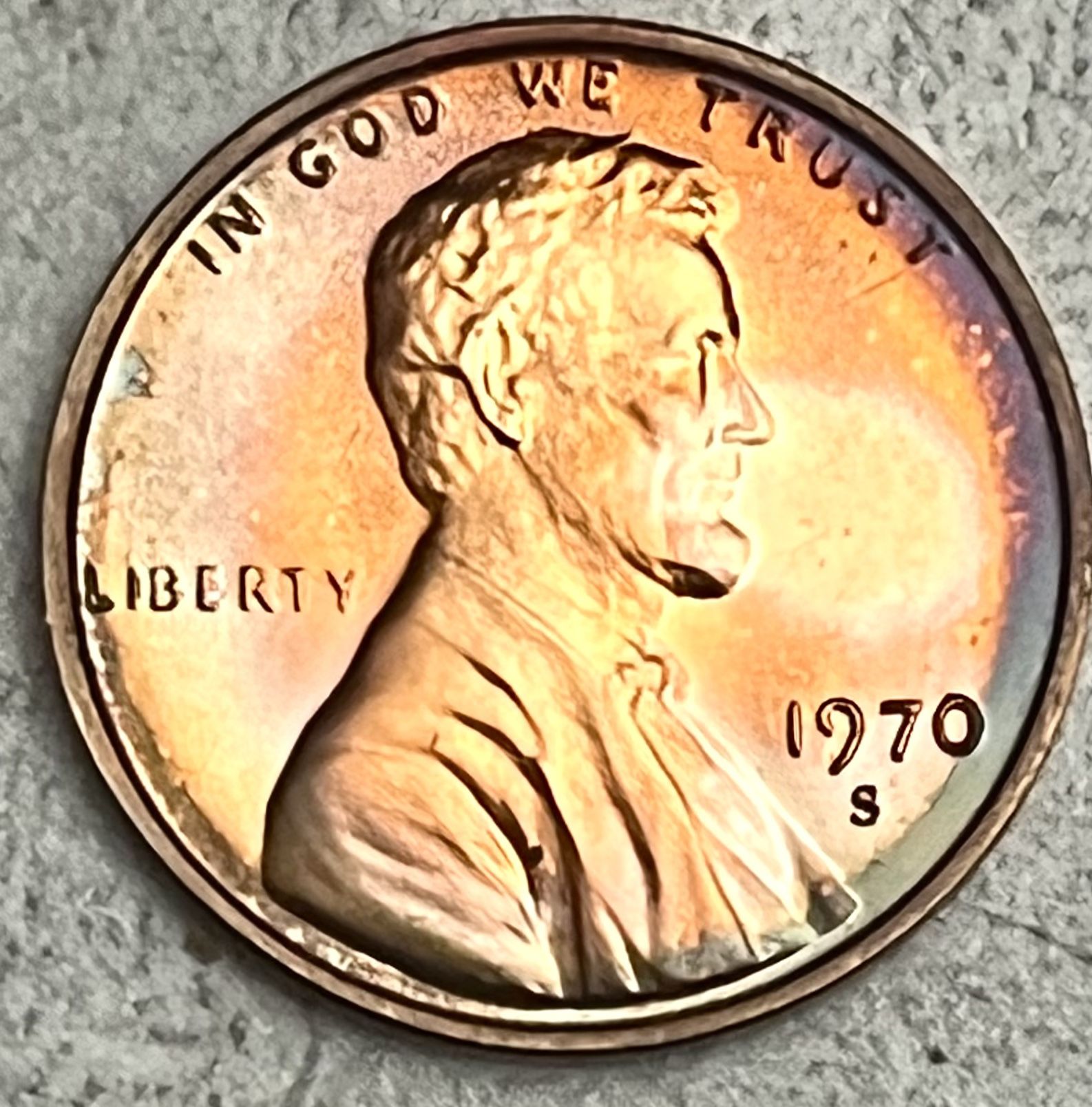 Toned 1970-S Lincoln Memorial Cent - DCAM