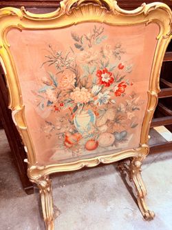 Antique French Needlepoint Screen