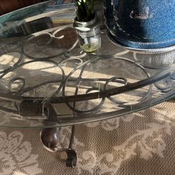 Rod Iron Glass Top Coffee Table