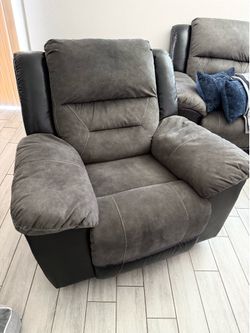 Grey and Black rocker recliner