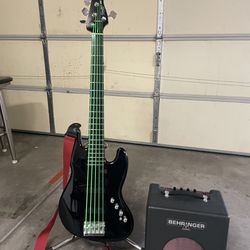 Fender Squier Deluxe Jazz Bass V 5-String & Behringer ThunderBird Bass Amp