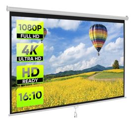 Projector Screen 100 inch 16:10 HD 4K Projections Home Theater Presentation Education Outdoor Indoor Public Display, White