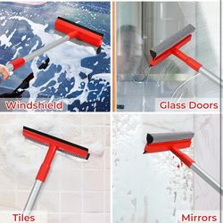 MAVRIZ Windshield Cleaner Tool 2 in 1 Car Window Squeegee with Extendable Handle (18"-28.5") Window Cleaner with Squeegee and Sponge for Shower, Glass