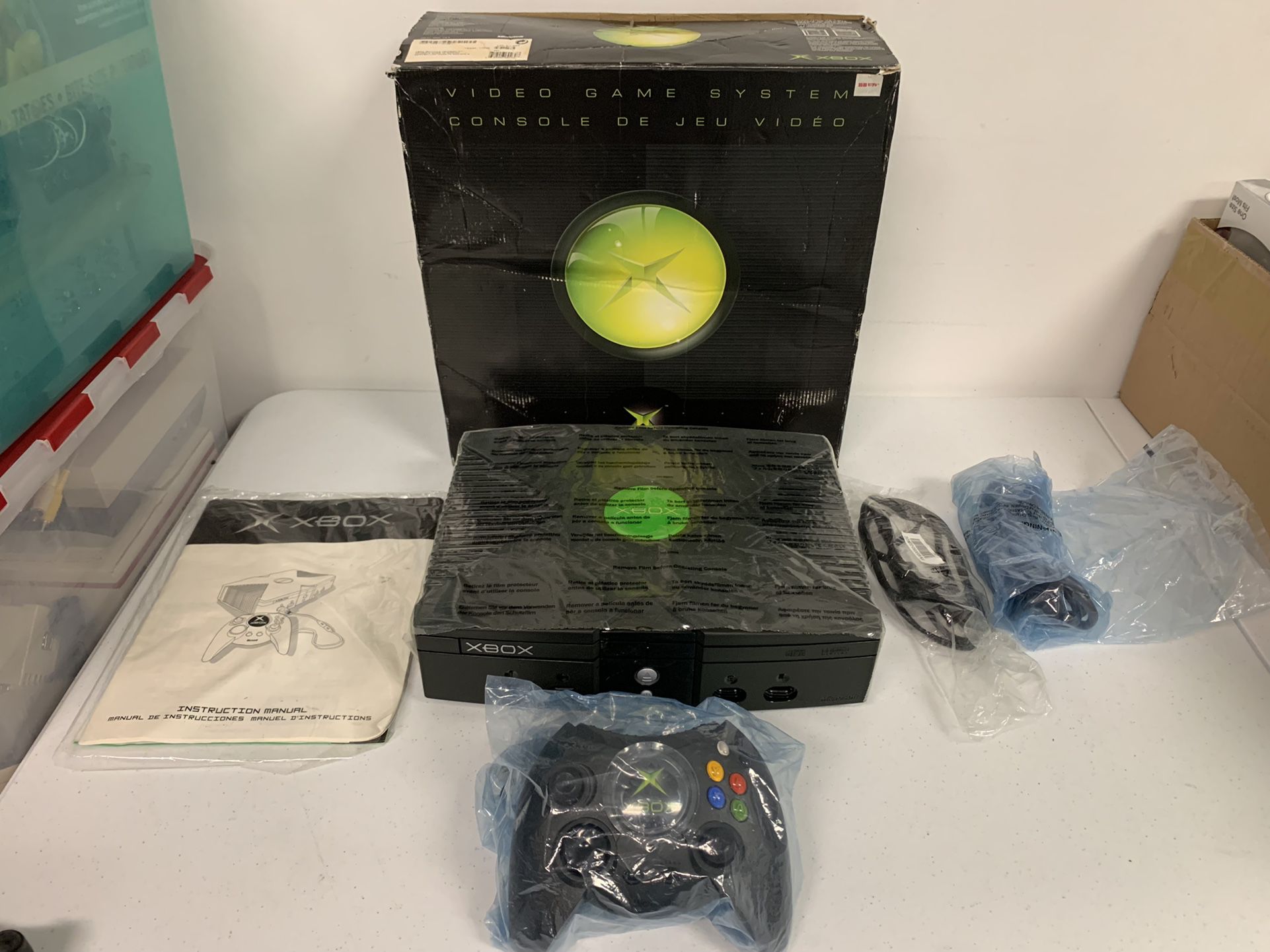 Original Microsoft Xbox Black Video Game Console System Open Box