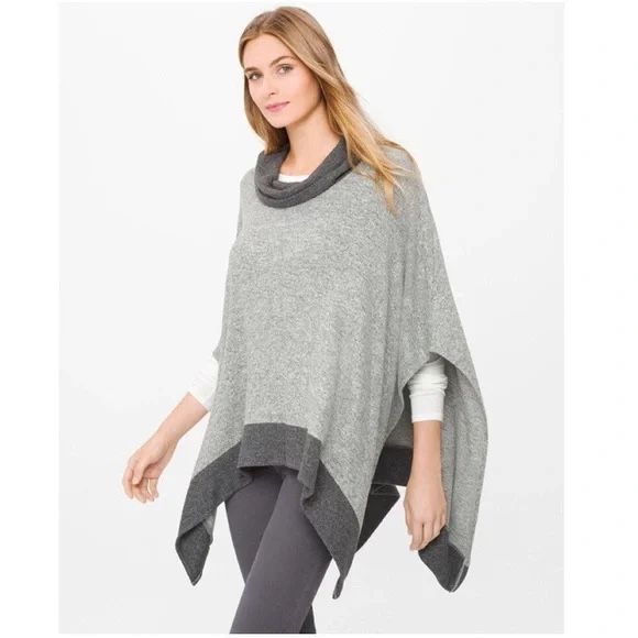 White House Black Market Grey Sweater Poncho 