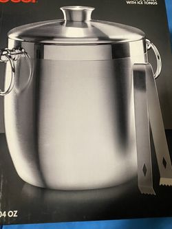 Double Wall Ice Bucket With Ice Tongs