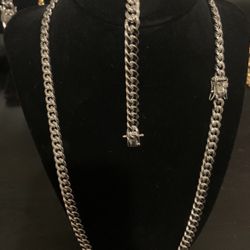 cuban link set stainless steel 