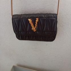 Versace Virtus mini bag in black nappa leather
