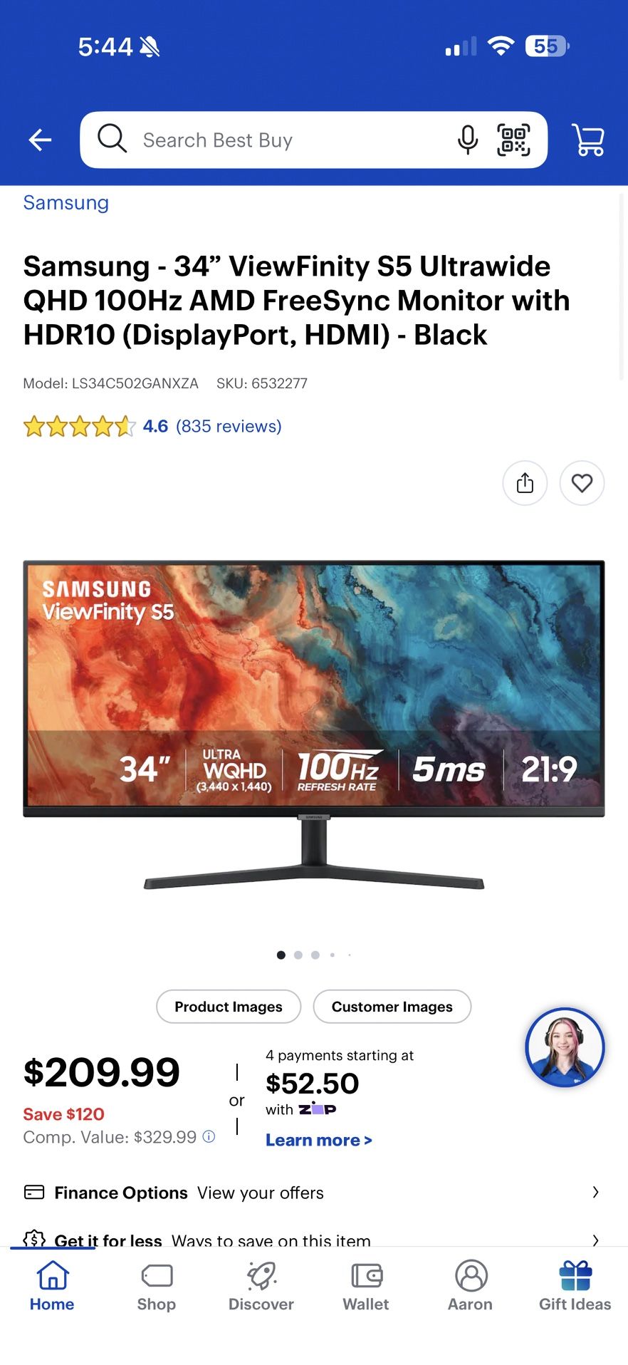 Samsung Viewfinity S5 34” Ultra wide Monitor