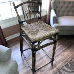 Bamboo Rattan Bohemian Wicker Bar Stool