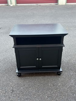 Black Wood TV Stand with Cabinet