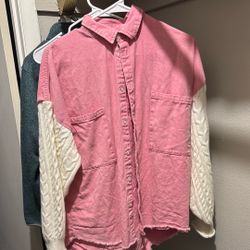 Jean jacket with sweater sleaves