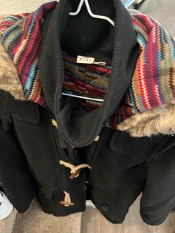 Roxy BlackFaux Fur Jacket | Color: Black/Red