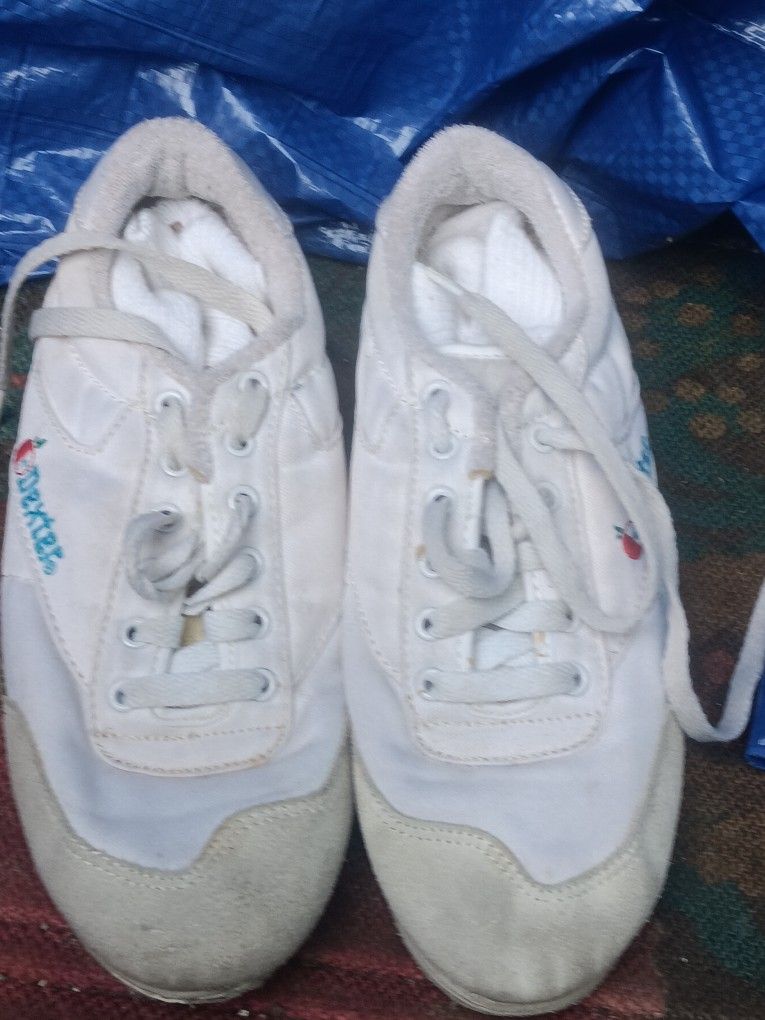 Used DEXTER White Women's Fabric Bowling Shoes B833-9 Size 8