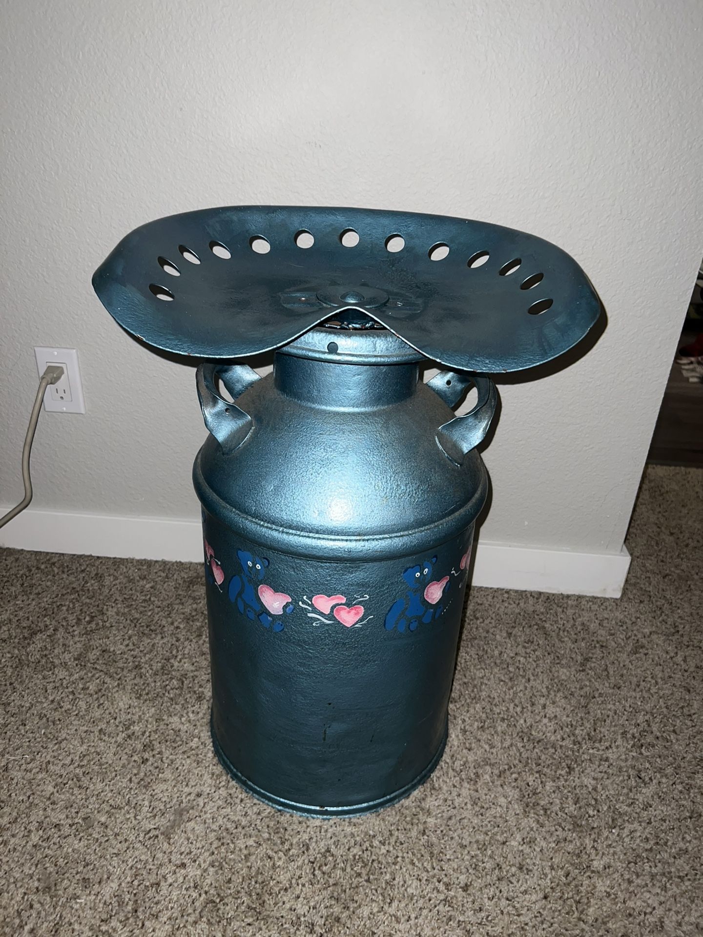 Antique Tractor Seat Milk Jug Stool